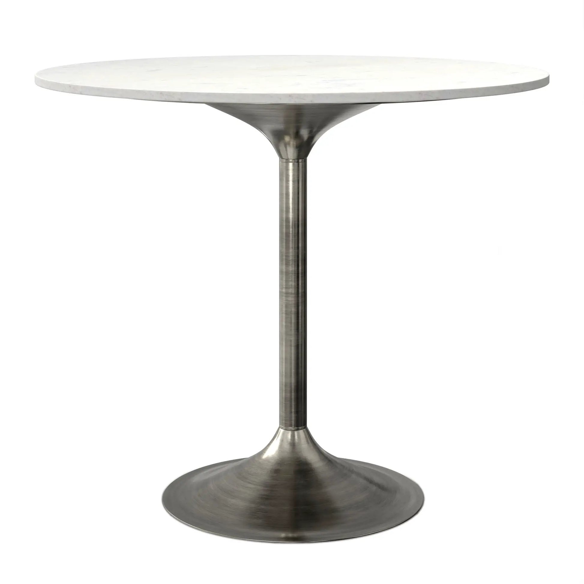 Osborne dining table marble top with brushed metal pedestal base by Unique Piece on Tampa Home & Garden Store
