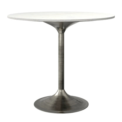 Osborne dining table marble top with brushed metal pedestal base by Unique Piece on Tampa Home & Garden Store