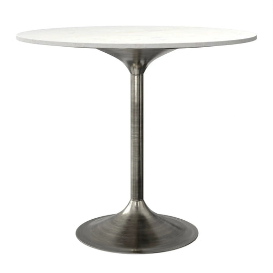 Osborne dining table marble top with brushed metal pedestal base by Unique Piece on Tampa Home & Garden Store
