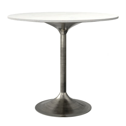 Osborne round marble dining table on brushed metal pedestal base for 3–4 seats on Tampa Home & Garden Store