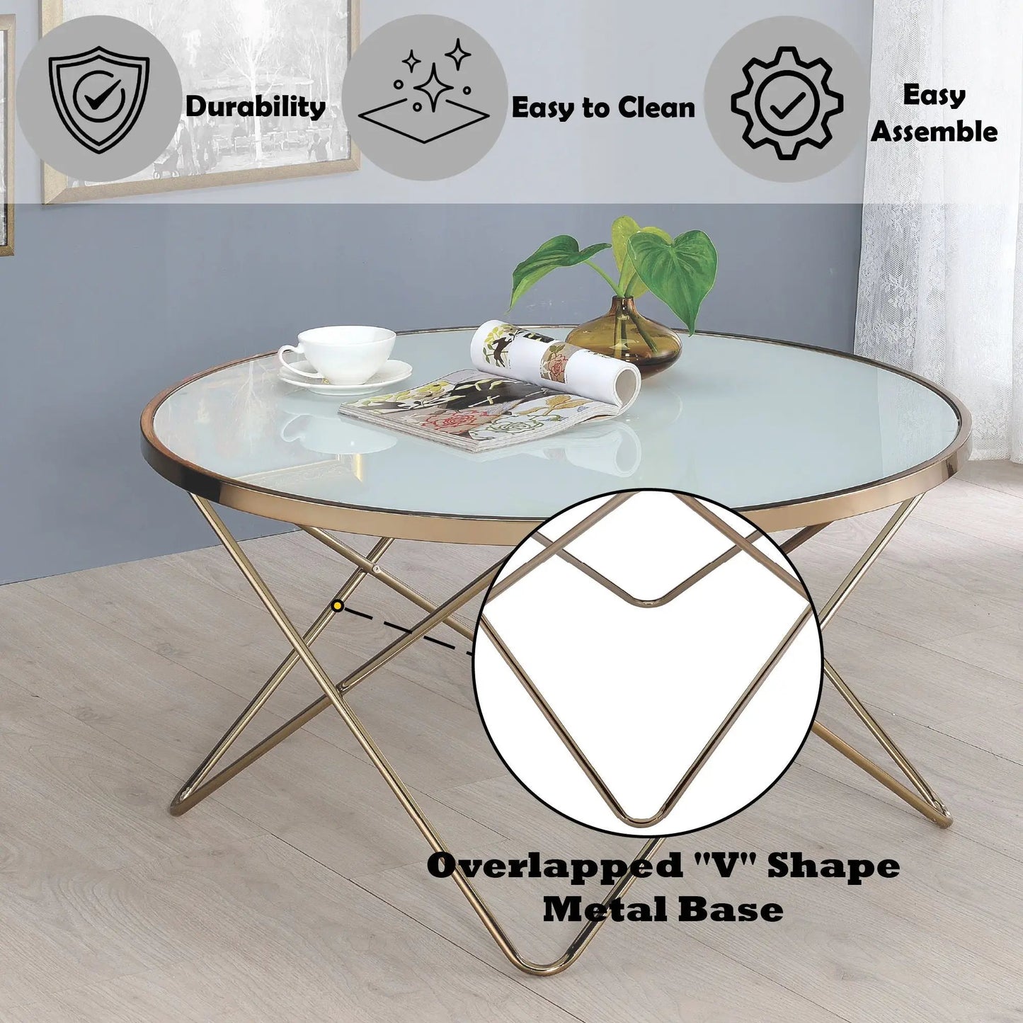 Valora Glass Coffee Table in Smoky Glass Finish