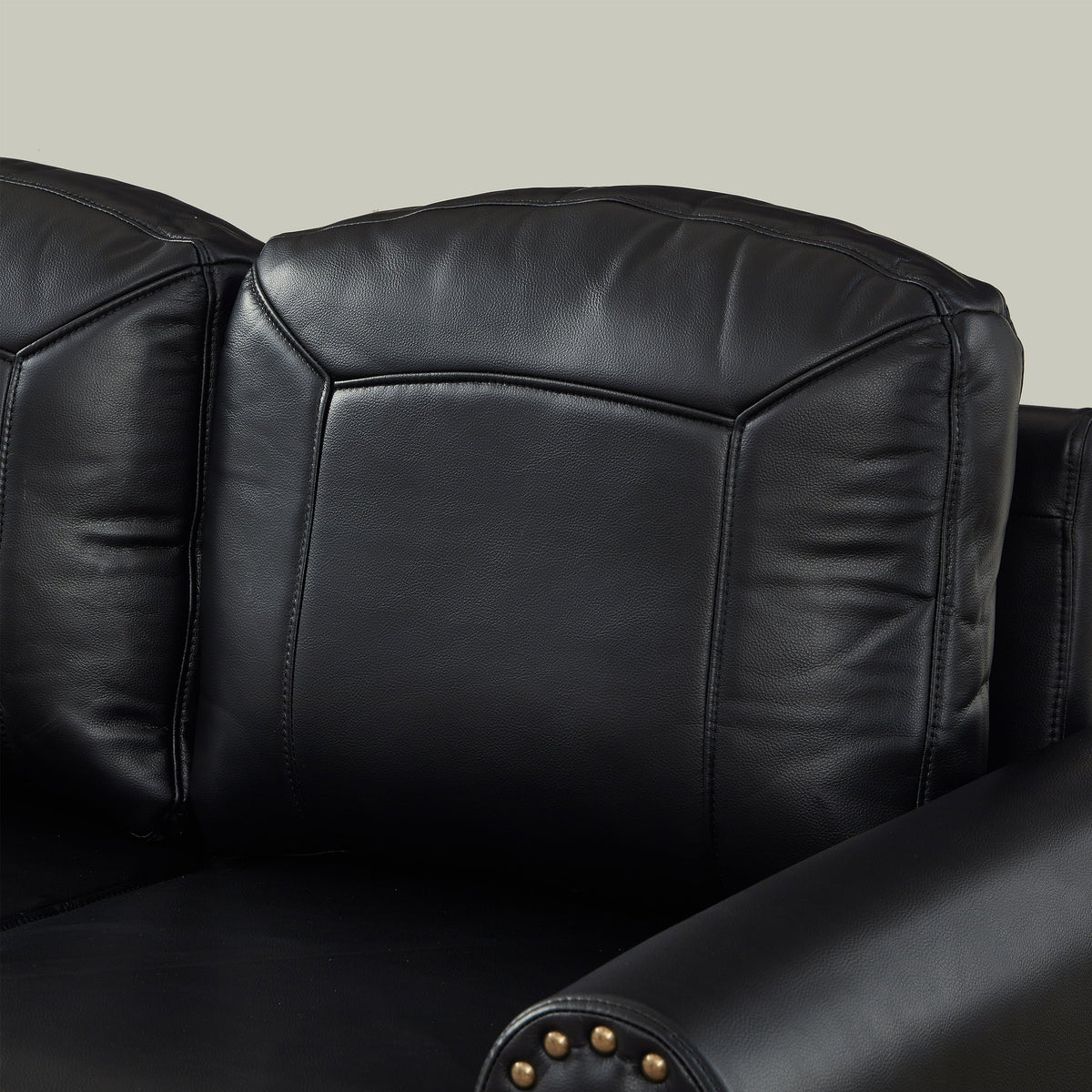 59-inch Classic Loveseat in black faux leather with stitched seams HouseOfZazla on Tampa Home & Garden Store