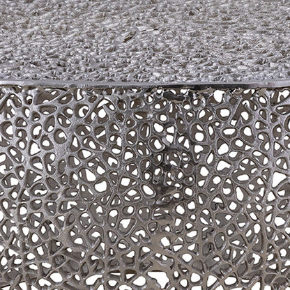 Round coffee table with aluminum frame, pearl silver lattice top, HouseOfZazla on Tampa Home & Garden Store