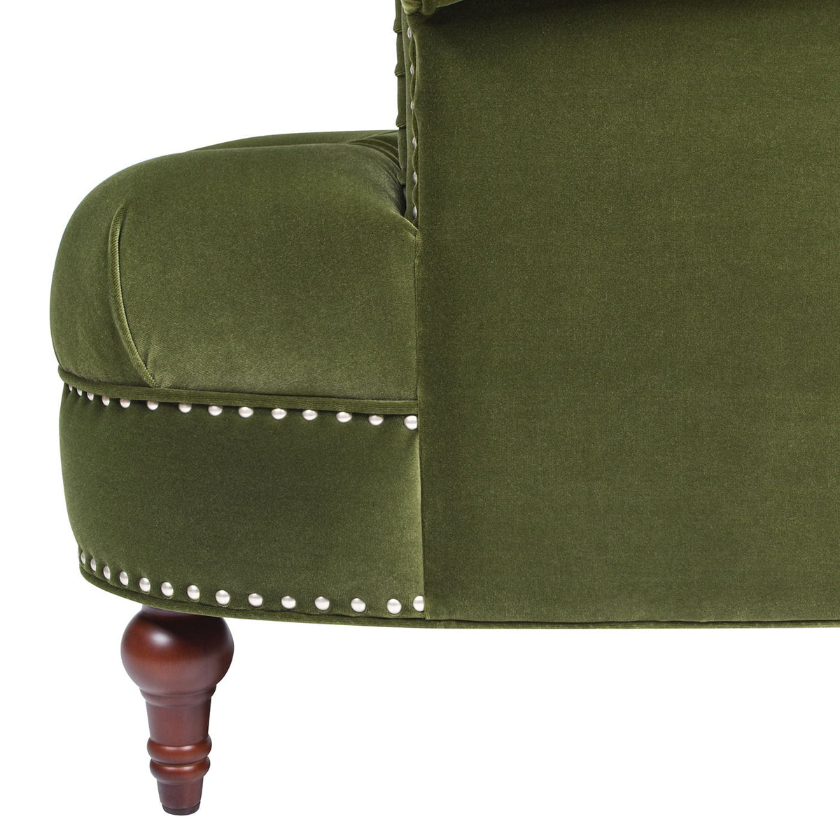 Victorian tufted upholstered accent chair in dark green velvet with nailhead trim HouseOfZazla on Tampa Home & Garden Store