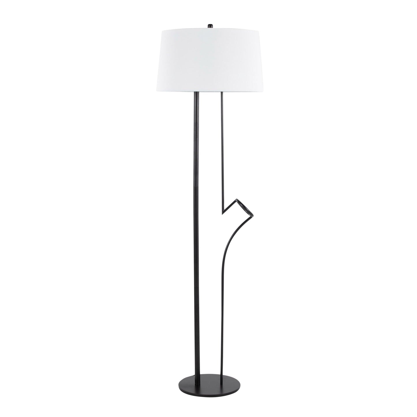 Shadow Contemporary Floor Lamp black metal stem with white drum shade HouseOfZazla on Tampa Home & Garden Store