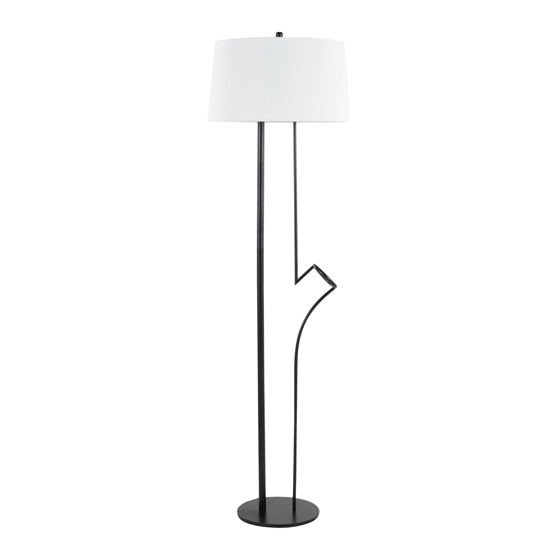 Shadow Contemporary Floor Lamp black metal stem with white drum shade HouseOfZazla on Tampa Home & Garden Store