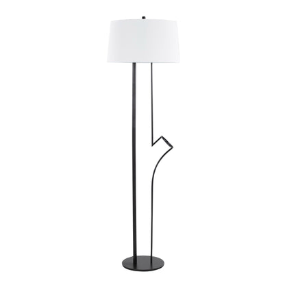 Shadow Contemporary Floor Lamp black metal stem with white drum shade HouseOfZazla on Tampa Home & Garden Store