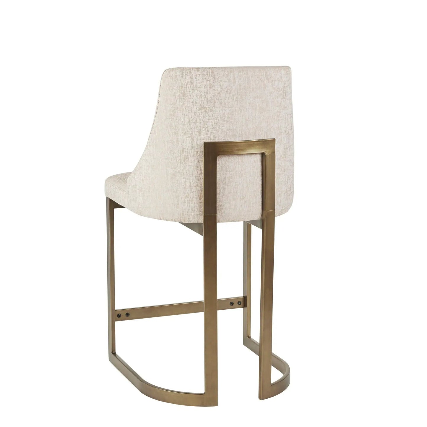 Upholstered Counter Stool with Metal Base Cream