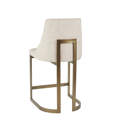 Upholstered Counter Stool with Metal Base Cream