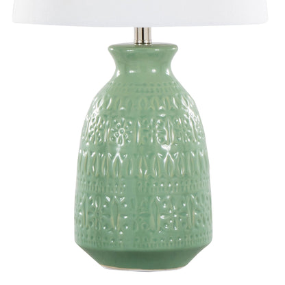 Claudia Lamp Set (2) with textured sage green ceramic base and white shade by HouseOfZazla on Tampa Home & Garden Store