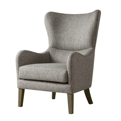 Arianna Swoop Wing Chair with High-Density Foam in dark gray fabric by HouseOfZazla on Tampa Home & Garden Store
