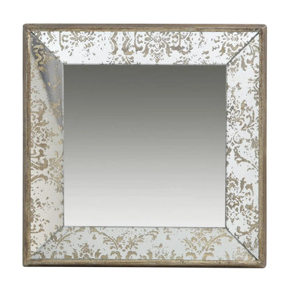 Antique rectangle wall mirror with floral accents and distressed silver frame on Tampa Home & Garden Store