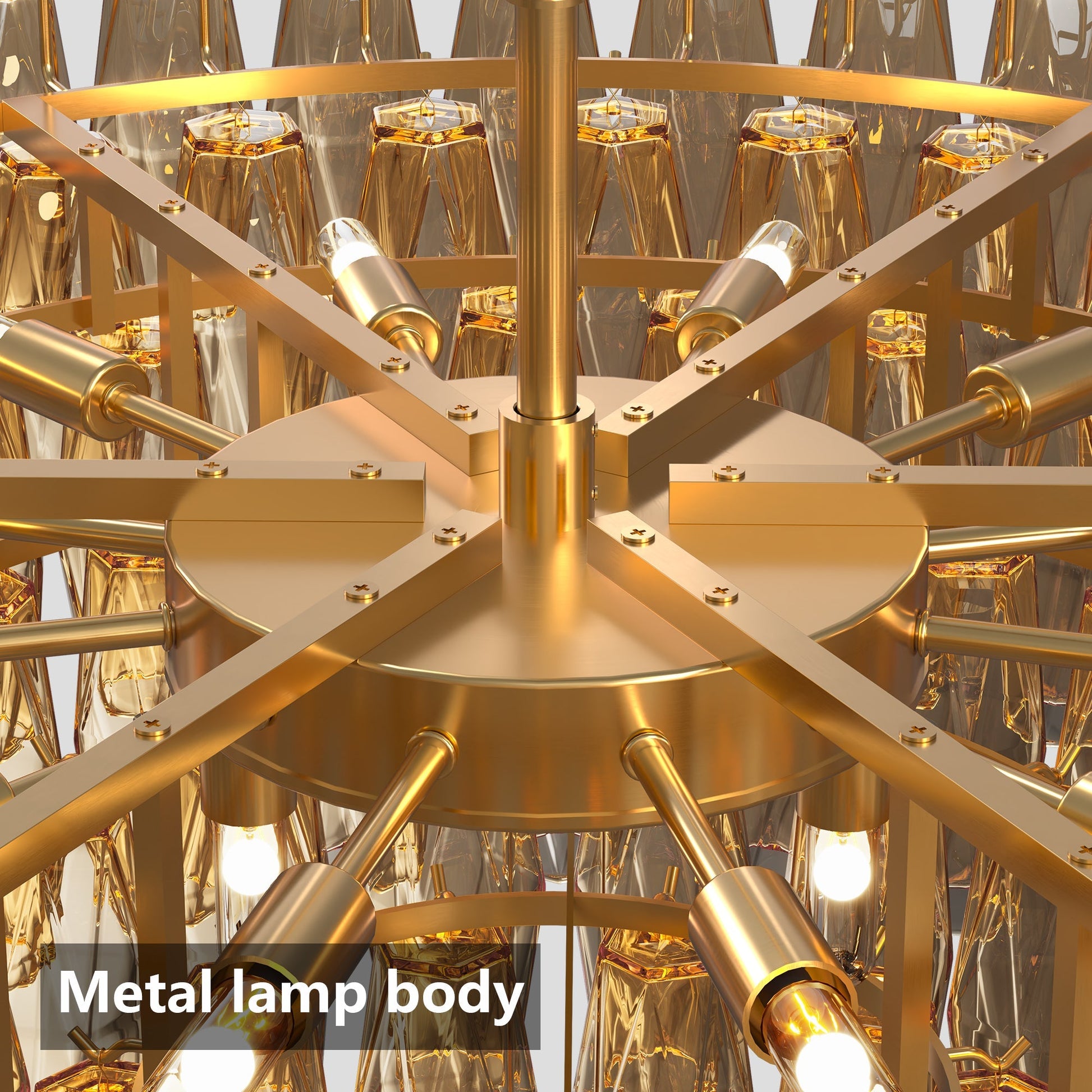 Chandelier HouseOfZazla 37-inch extra large 14-light gold modern round with metal lamp body on Tampa Home & Garden Store