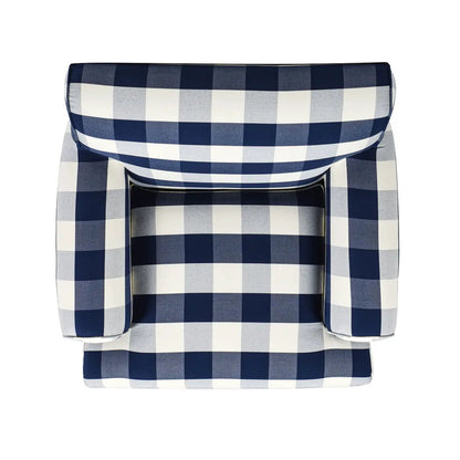 Alana Lawson Accent Arm Chair Casters in navy white gingham fabric by Unique Piece Furniture on Tampa Home & Garden Store