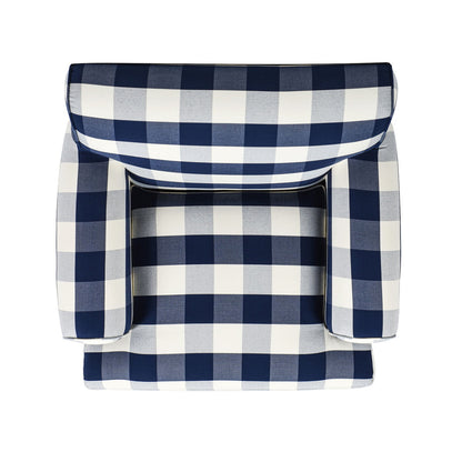 Accent Arm Chair by HouseOfZazla in blue and white gingham upholstery on Tampa Home & Garden Store
