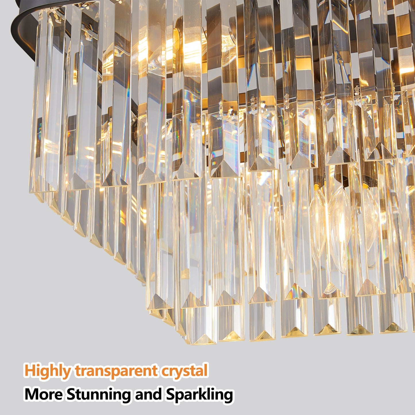 Rectangular Crystal Chandelier Adjustable by HouseOfZazla with clear prism strands on Tampa Home & Garden Store