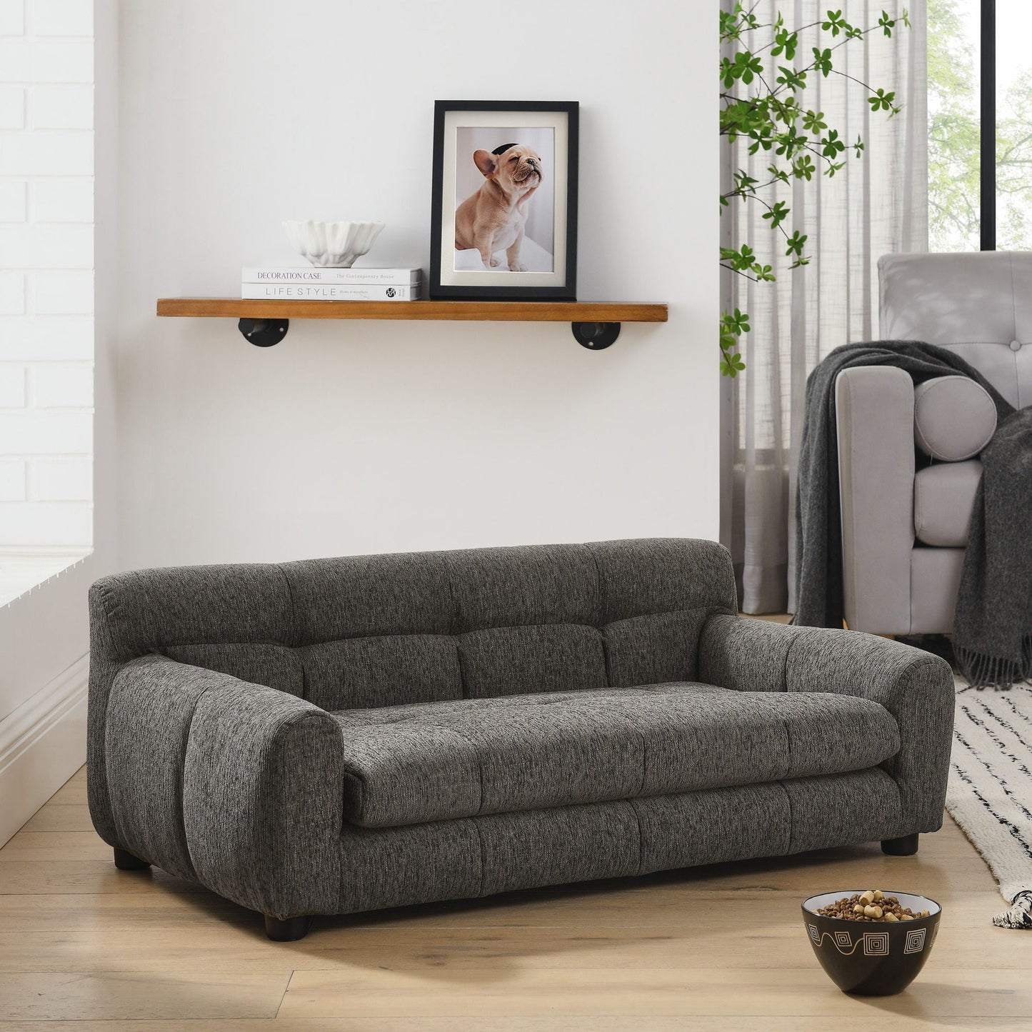 Modern Pet Sofa With Backrest And Armrests dog bed in charcoal gray fabric by HouseOfZazla on Tampa Home & Garden Store