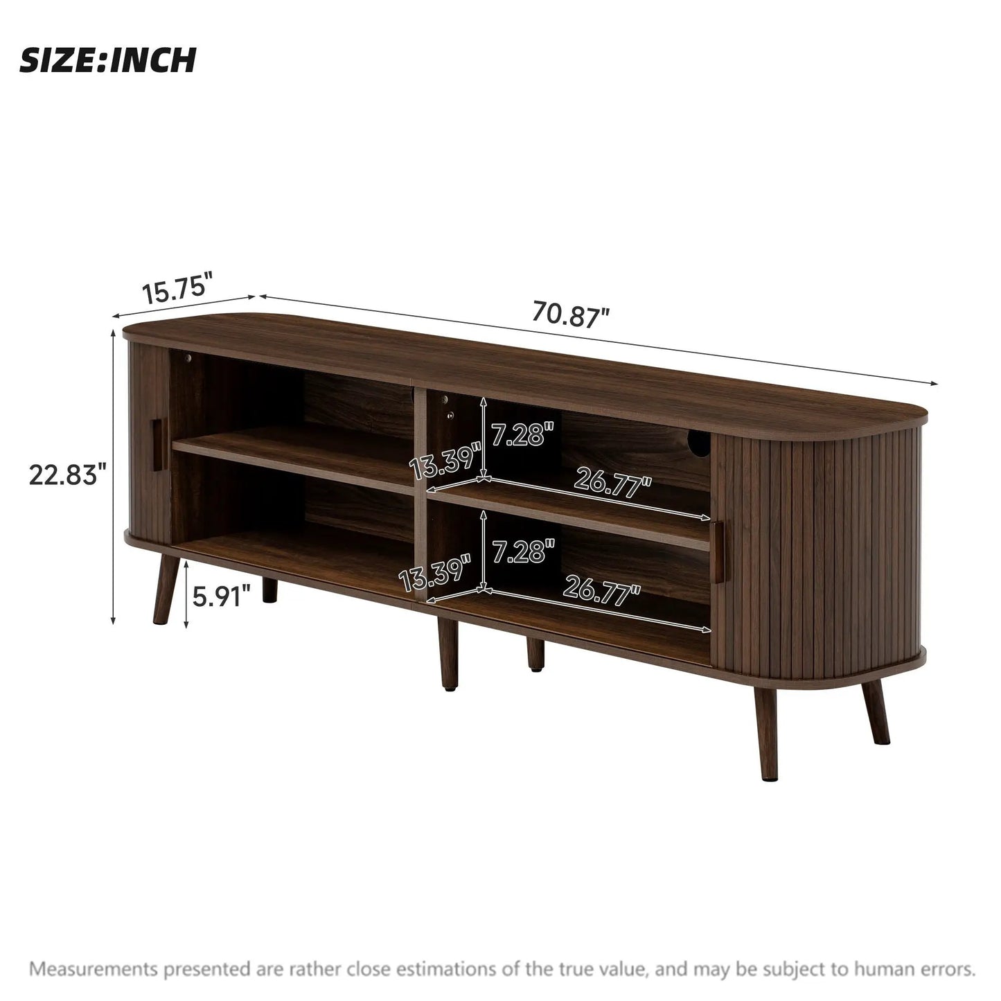 70-inch dark brown wood TV stand with ample storage and open shelves on Tampa Home & Garden Store