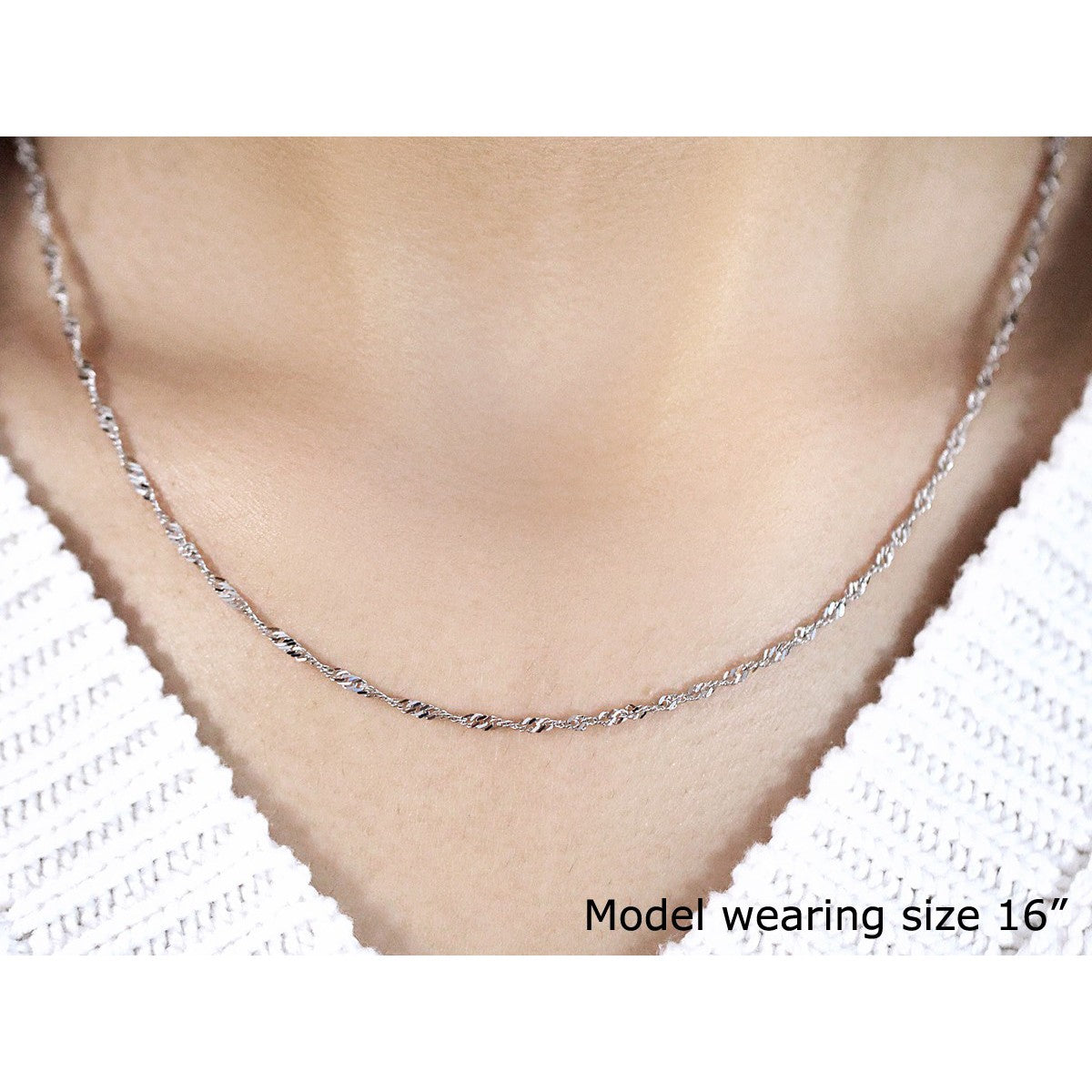 14k white gold Singapore chain necklace 1.7mm by Bids.com on Tampa Home & Garden Store