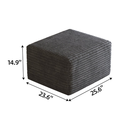 Dark Grey Corduroy Ottoman for the Living Room