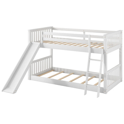 White wooden bunk bed with slide and ladder, HouseOfZazla bunk beds set on Tampa Home & Garden Store