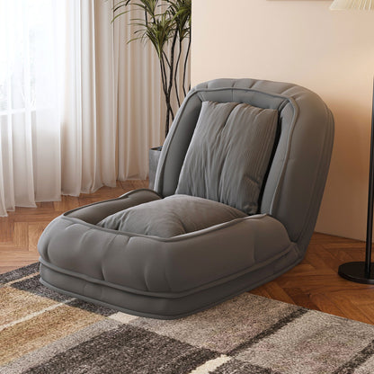 Upholstered HouseOfZazla gray bean bag sofa bed with striped pillow for adults and pets on Tampa Home & Garden Store