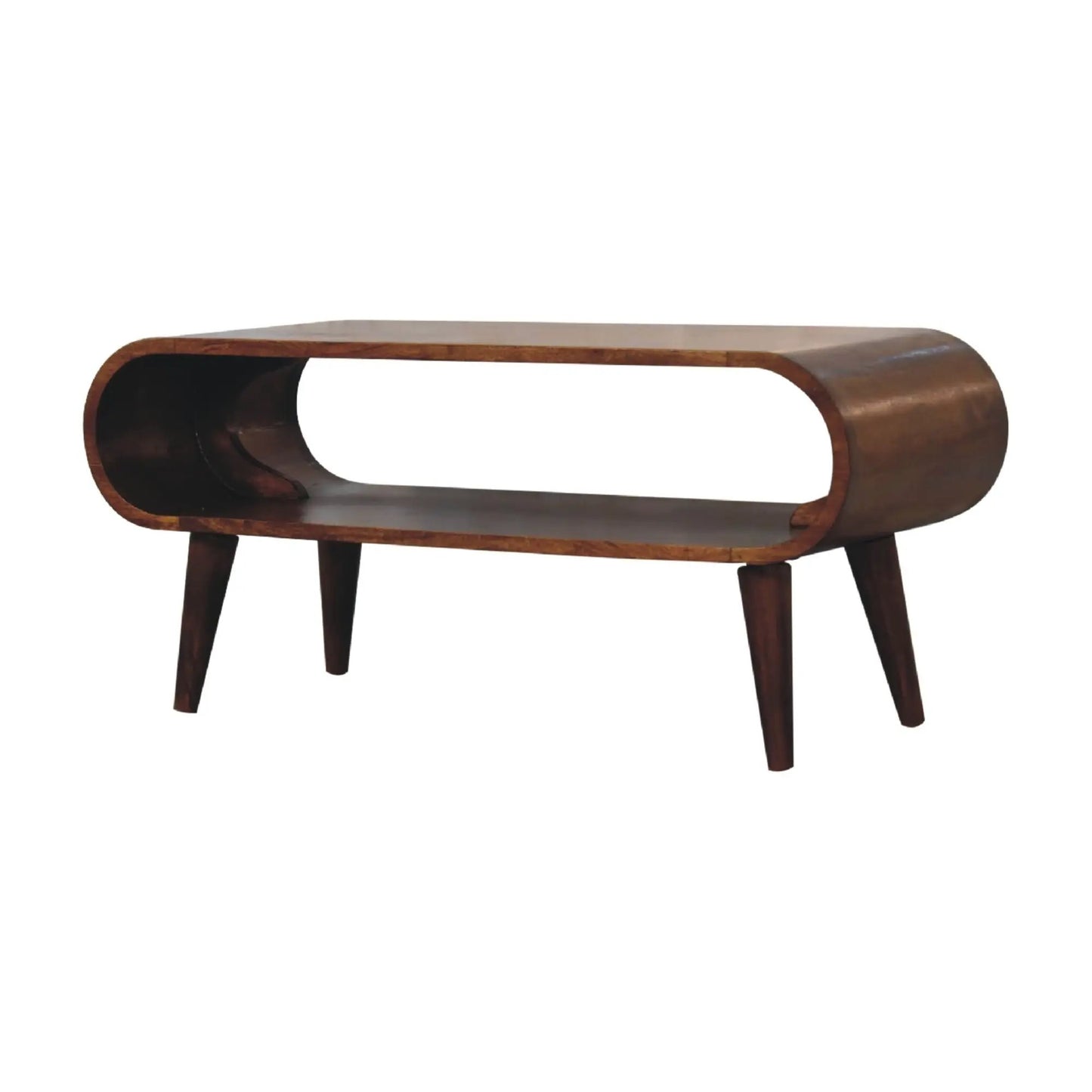 Amaya Nordic wooden coffee table curved walnut finish by Unique Piece Furniture on Tampa Home & Garden Store