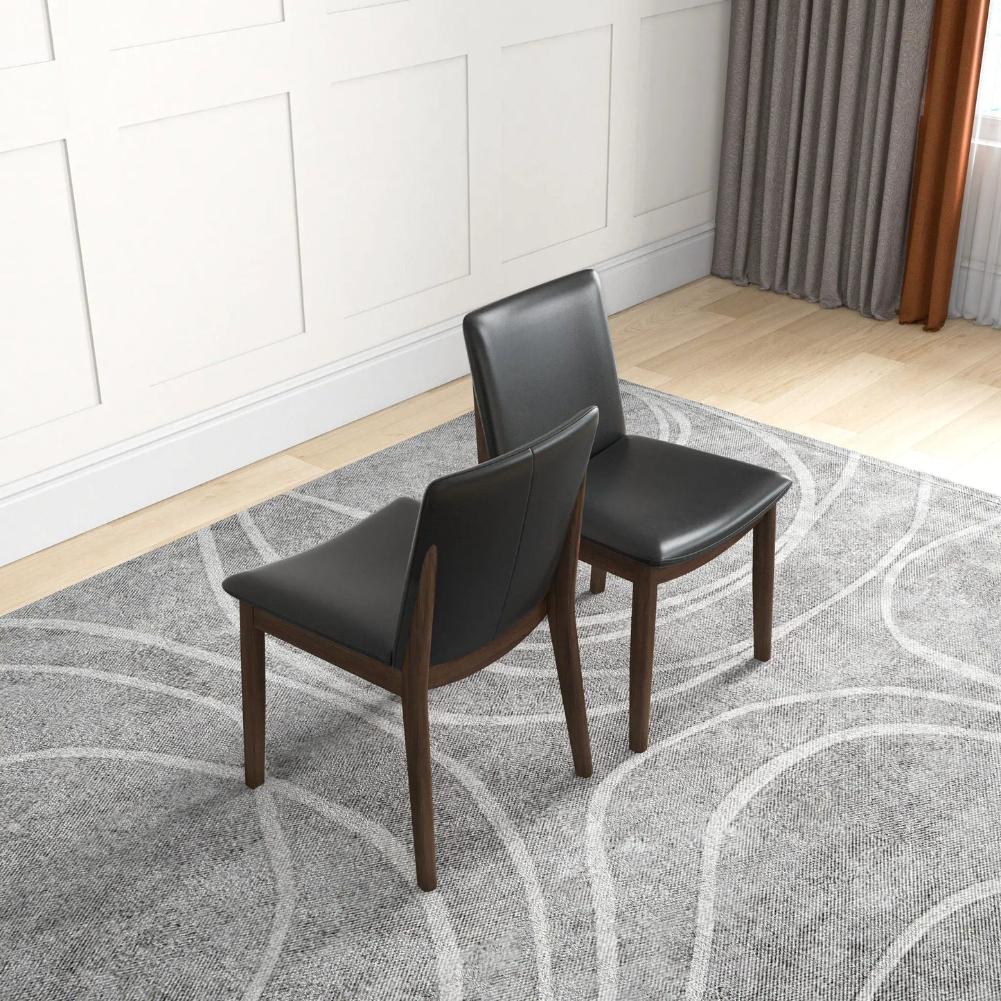 Mid Century Modern Solid Wood Dining Chair Set