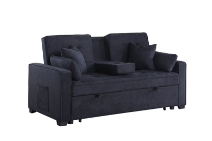 Convertible sleeper loveseat with cup holder in dark gray fabric by HouseOfZazla on Tampa Home & Garden Store