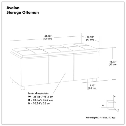 Avalon Upholstered Storage Ottoman With Trays