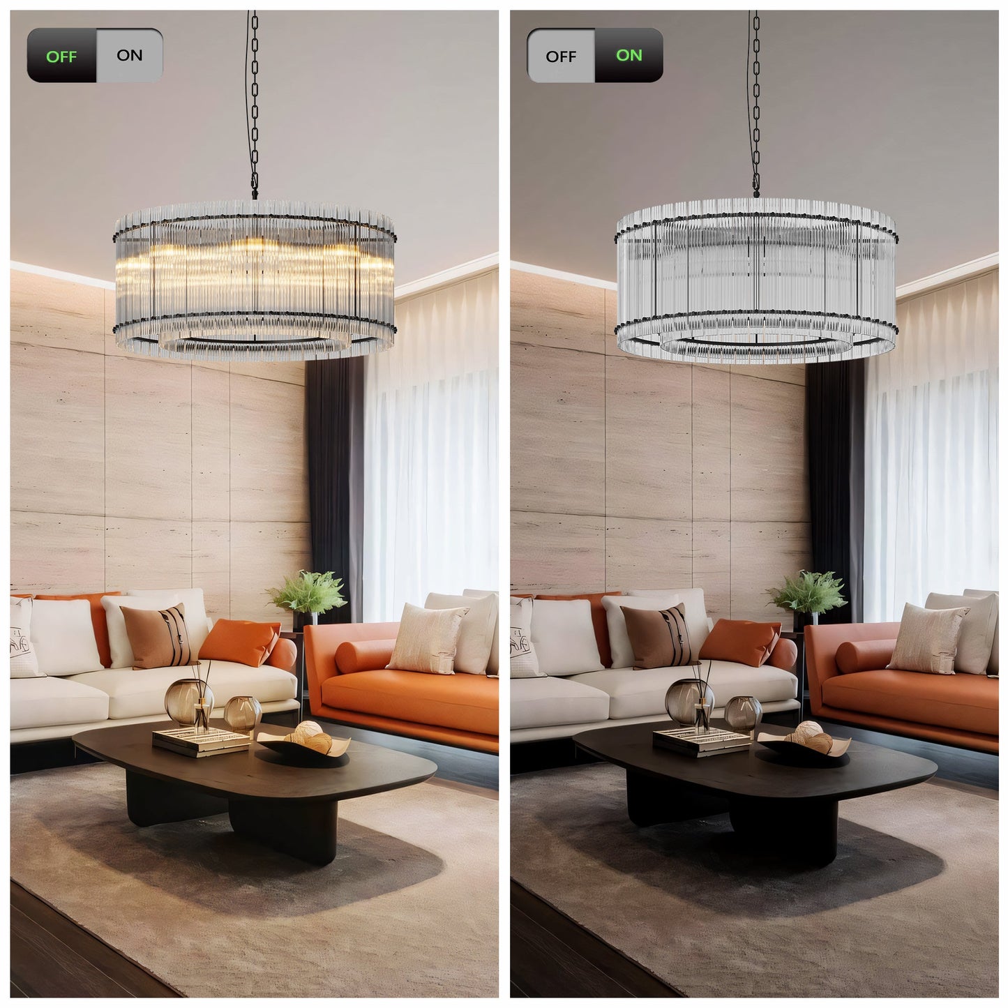 37-Inch modern black round eight-light crystal chandelier with crystal rods and chain on Tampa Home & Garden Store
37-Inch modern black round eight-light crystal chandelier with clear crystal rods and chain on Tampa Home & Garden Store