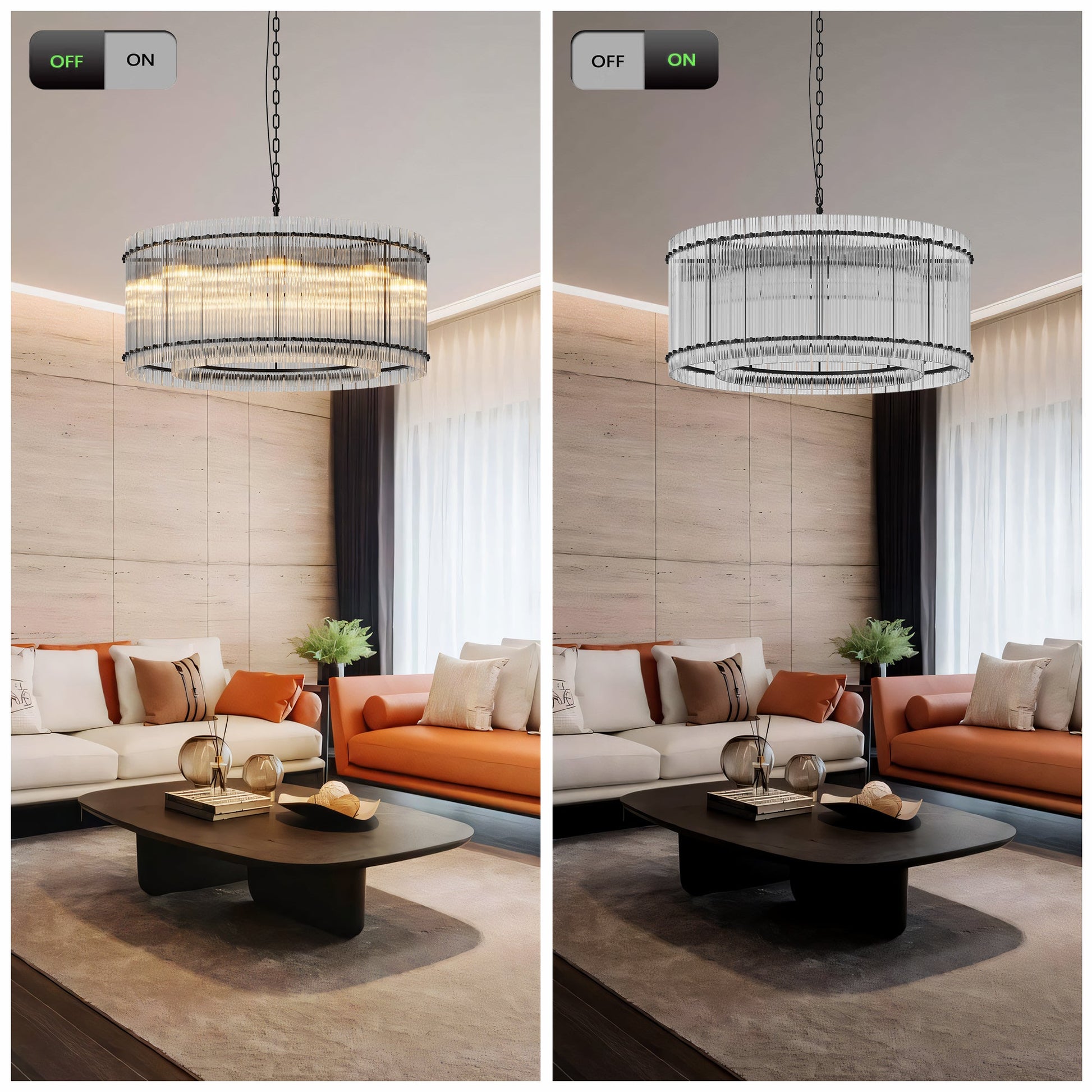 37-Inch modern black round eight-light crystal chandelier with crystal rods and chain on Tampa Home & Garden Store
37-Inch modern black round eight-light crystal chandelier with clear crystal rods and chain on Tampa Home & Garden Store