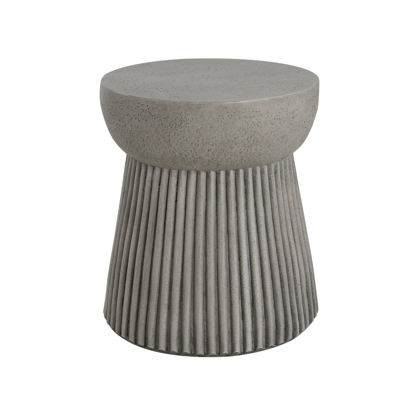 Outdoor lightweight concrete side table by HouseOfZazla with round gray top and ribbed base on Tampa Home & Garden Store
