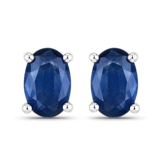 Blue sapphire oval stud earrings in 14K white gold, 0.96ct, by Bids.com on Tampa Home & Garden Store