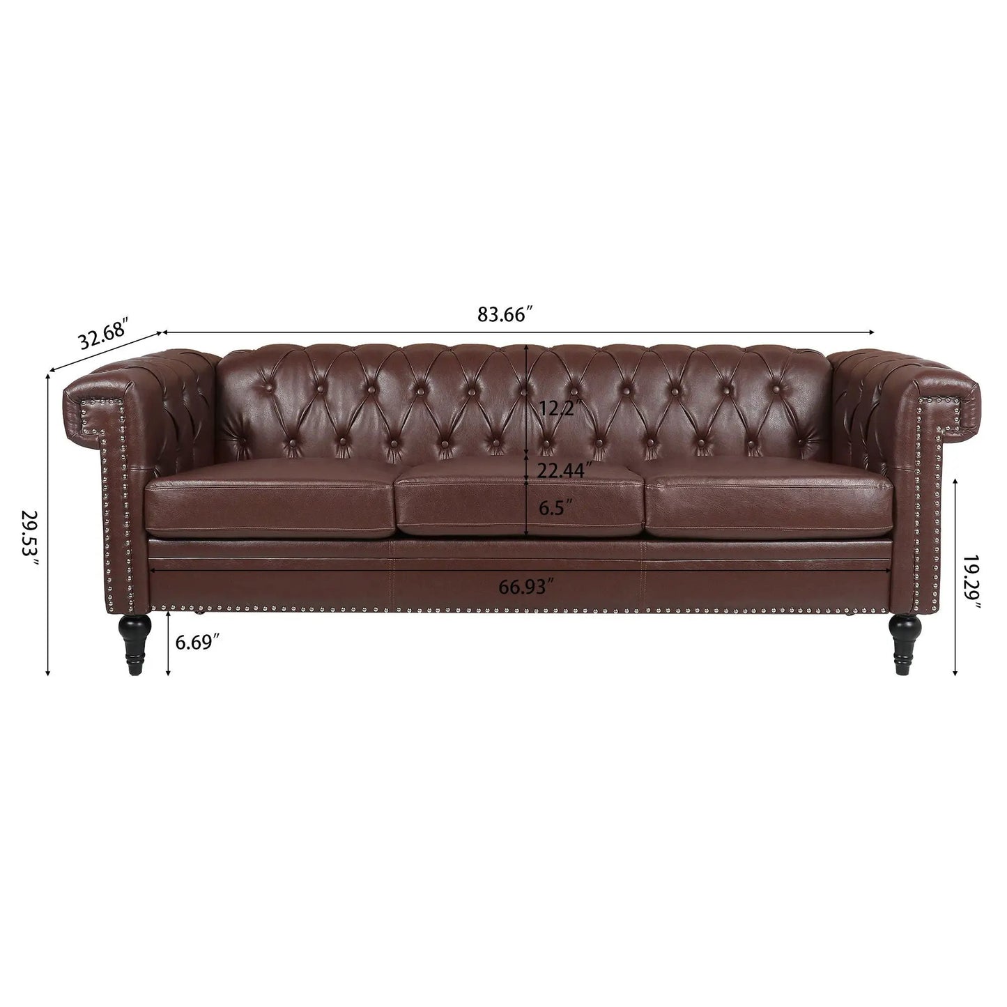 Traditional sofa; removable cushion in brown leather, tufted back by Unique Piece Furniture on Tampa Home & Garden Store