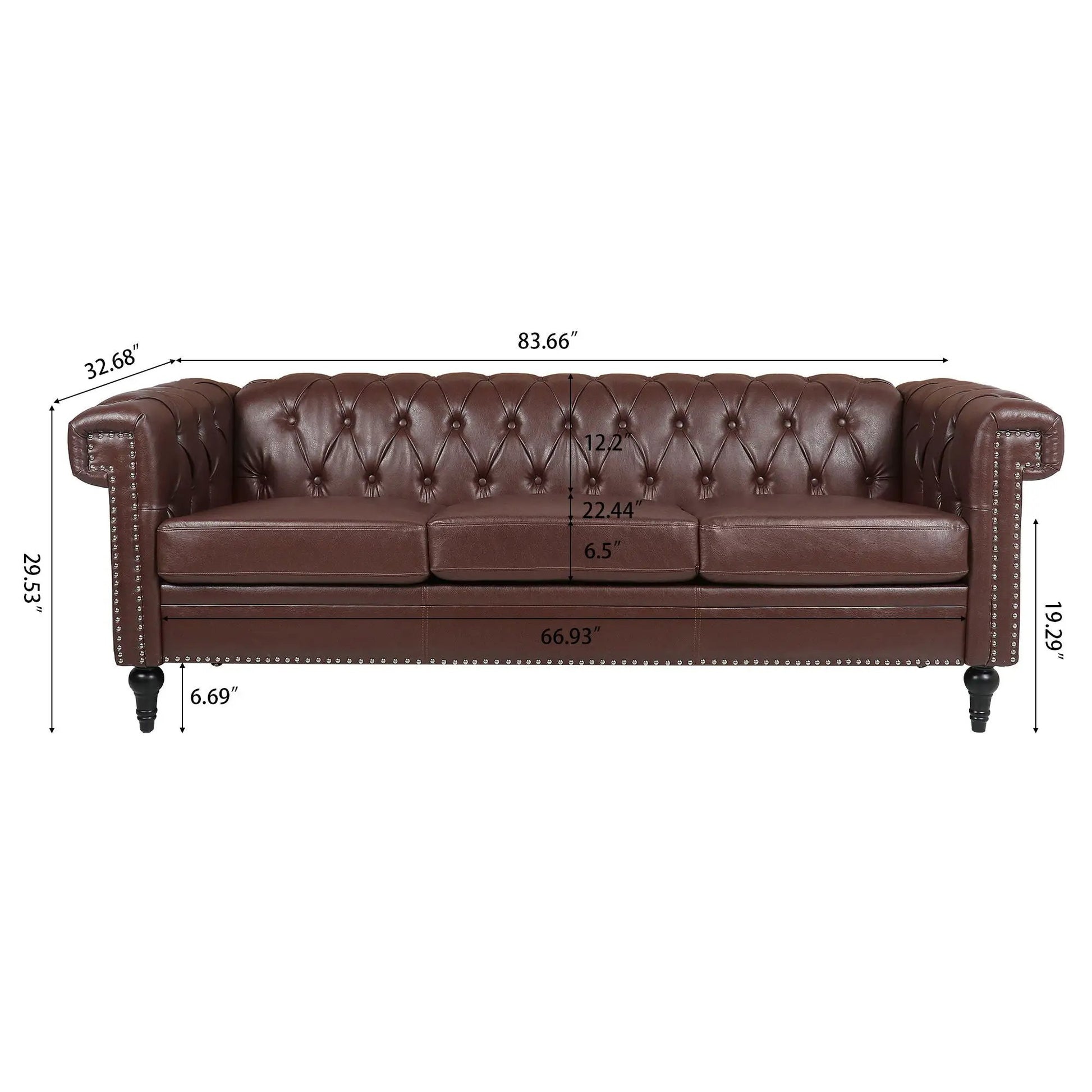 Traditional sofa; removable cushion in brown leather, tufted back by Unique Piece Furniture on Tampa Home & Garden Store