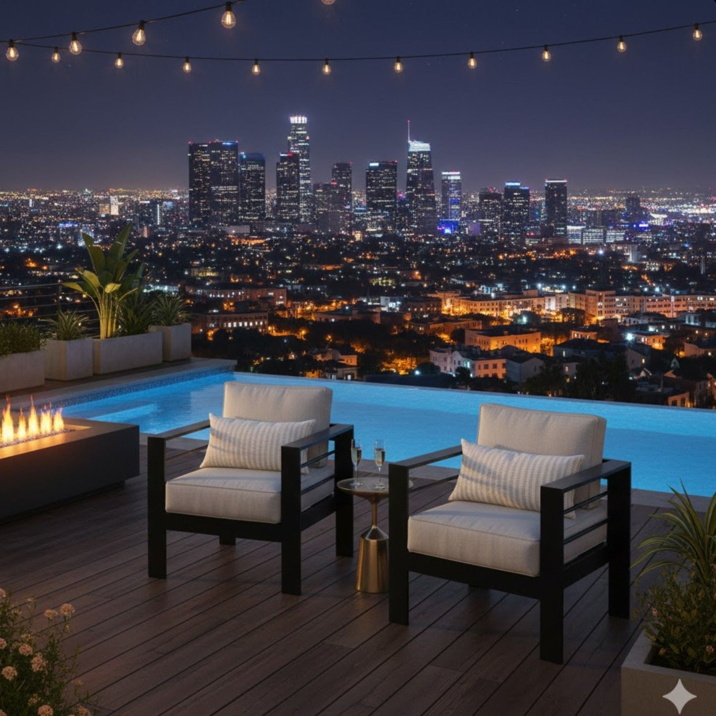 Modern All-Weather Patio Armchairs & Thick Cushions Set of 2, white cushions on black frames on Tampa Home & Garden Store