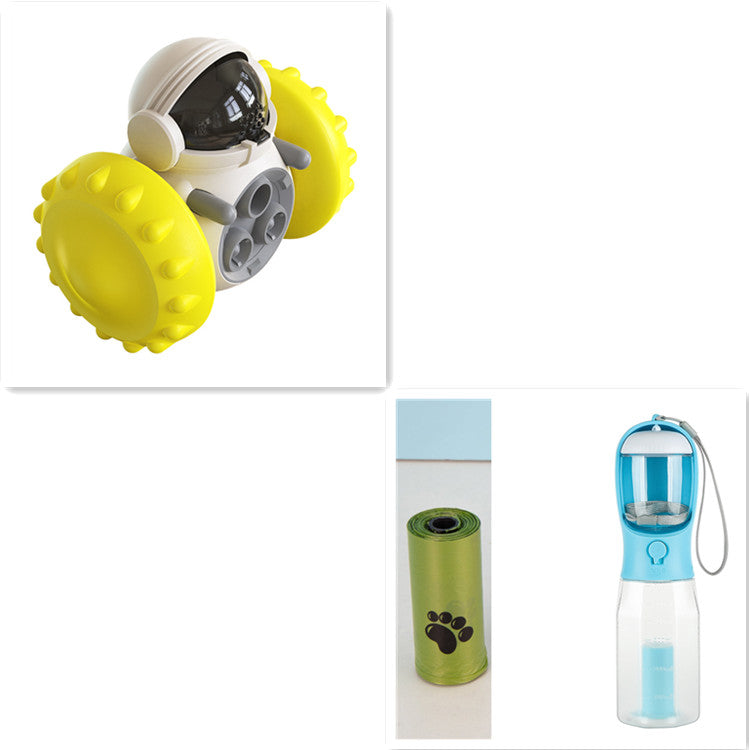 3-item Cat and Dog Toys Slow Food Balance Car green paw-print roll, blue water bottle on Tampa Home & Garden Store