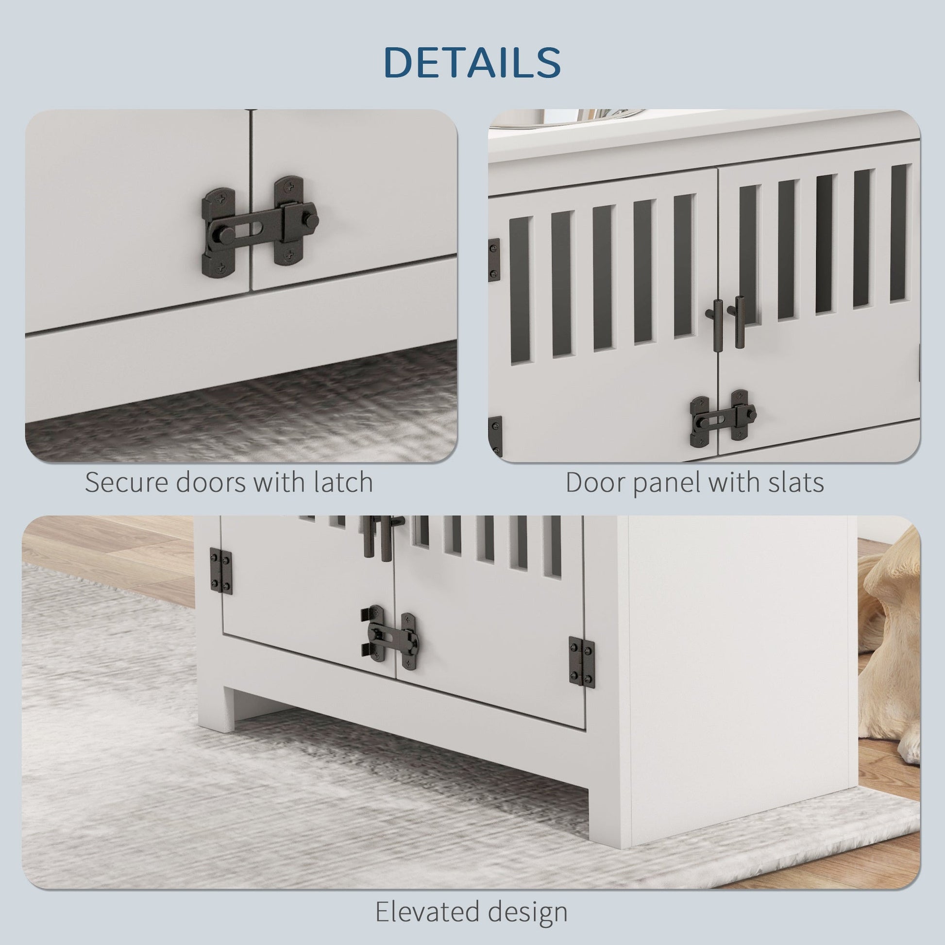 PawHut large elevated dog bowls with storage cabinet, white finish, cabinet with latch doors on Tampa Home & Garden Store