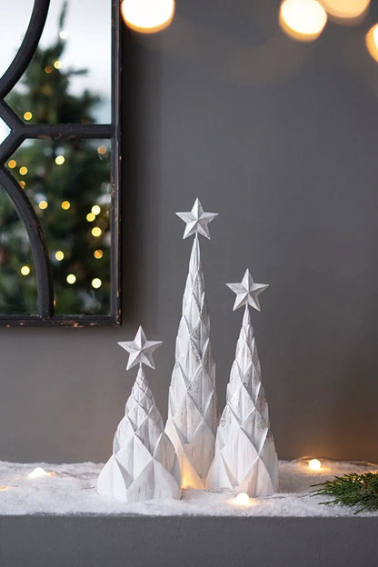 Resin Foil Christmas Trees Star Top Set of 3
