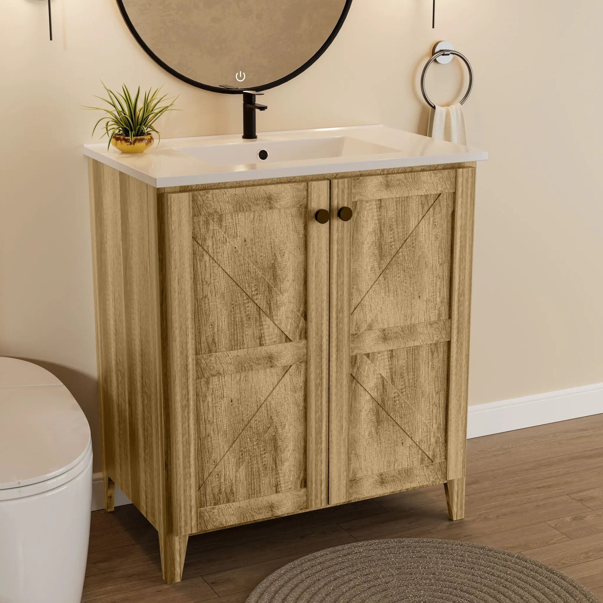 Folding Floor Cabinet With Ceramic Sink space-saving, black faucet by Unique Piece Furniture on Tampa Home & Garden Store