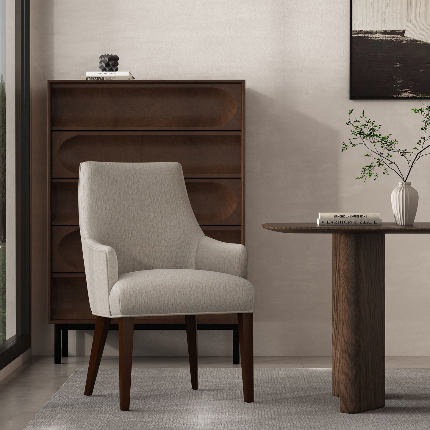 Modern Rubberwood Dining Armchair for Living