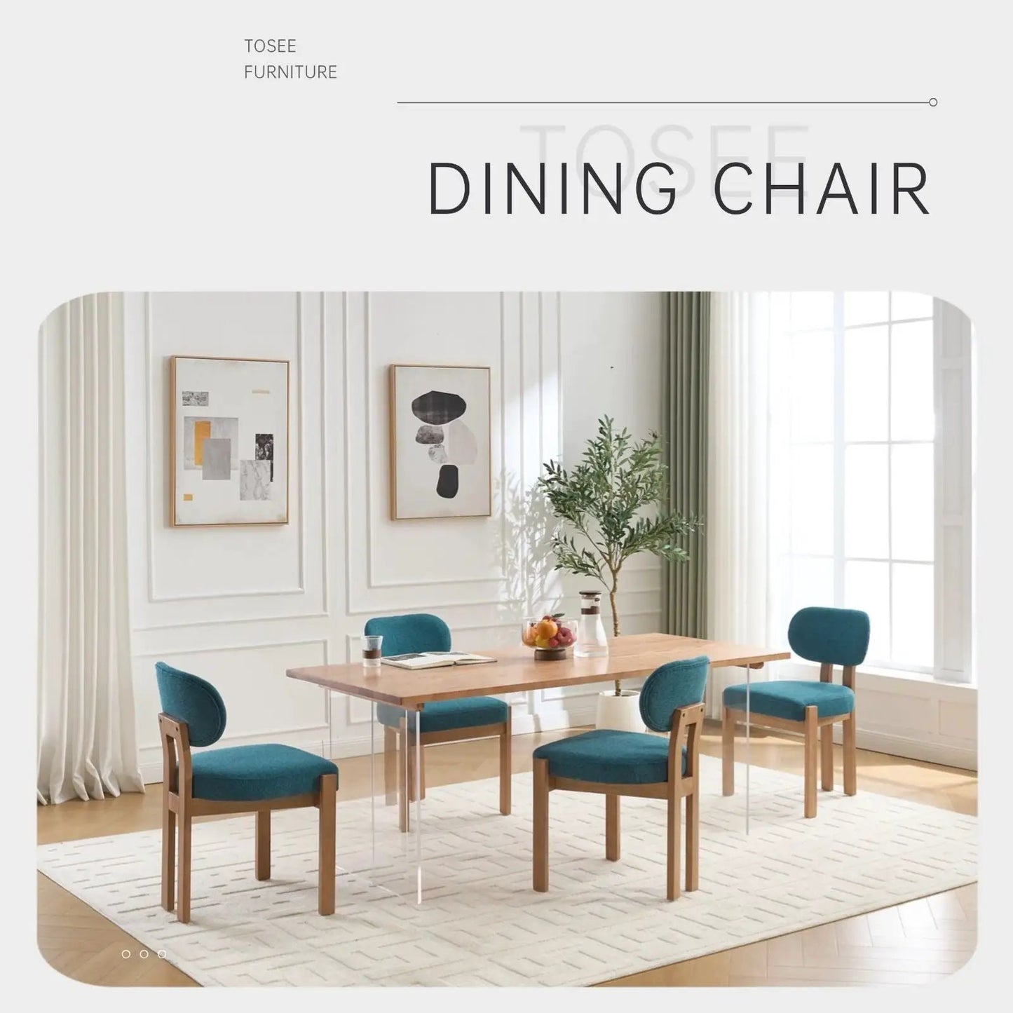 Dining chairs with ergonomic backrest and wooden legs with adjustable feet set of 2 on Tampa Home & Garden Store