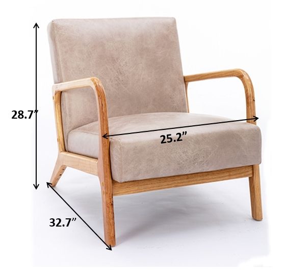 Classic Mid-Century Modern Open-Framed Arm Chair with beige cushioning by HouseOfZazla on Tampa Home & Garden Store