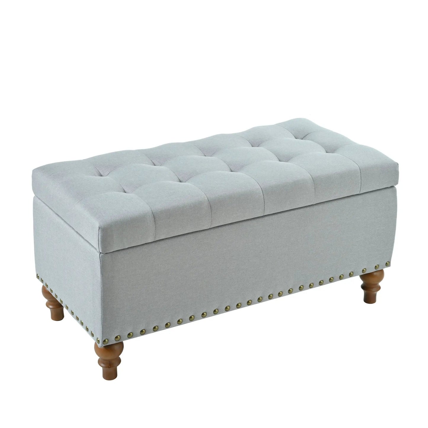 Upholstered Ottoman with Storage and Rivet Trim