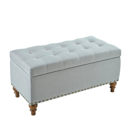 Upholstered Ottoman with Storage and Rivet Trim