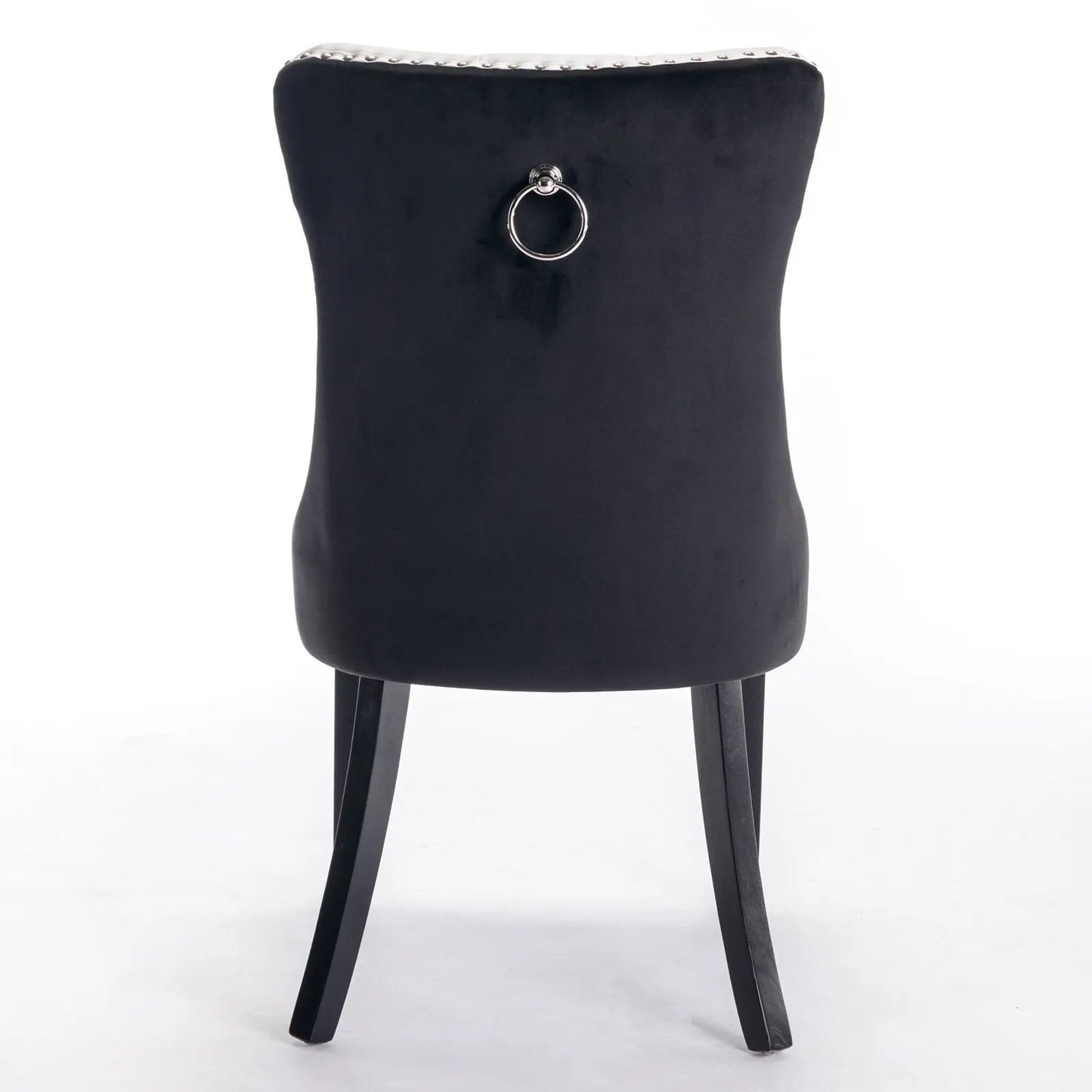 Nikki Modern Upholstered Dining Chair set of 2 in black fabric with chrome ring back on Tampa Home & Garden Store