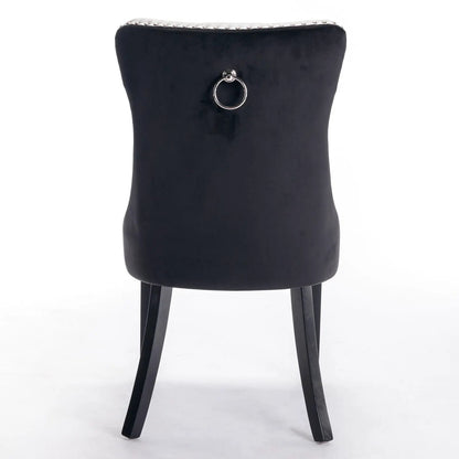 Nikki Modern Upholstered Dining Chair set of 2 in black fabric with chrome ring back on Tampa Home & Garden Store