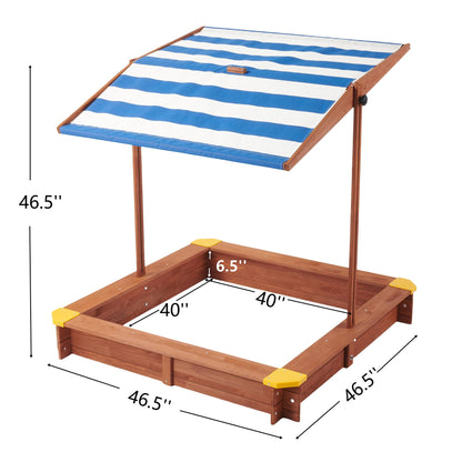 Large Outdoor Wooden Sandbox With Canopy