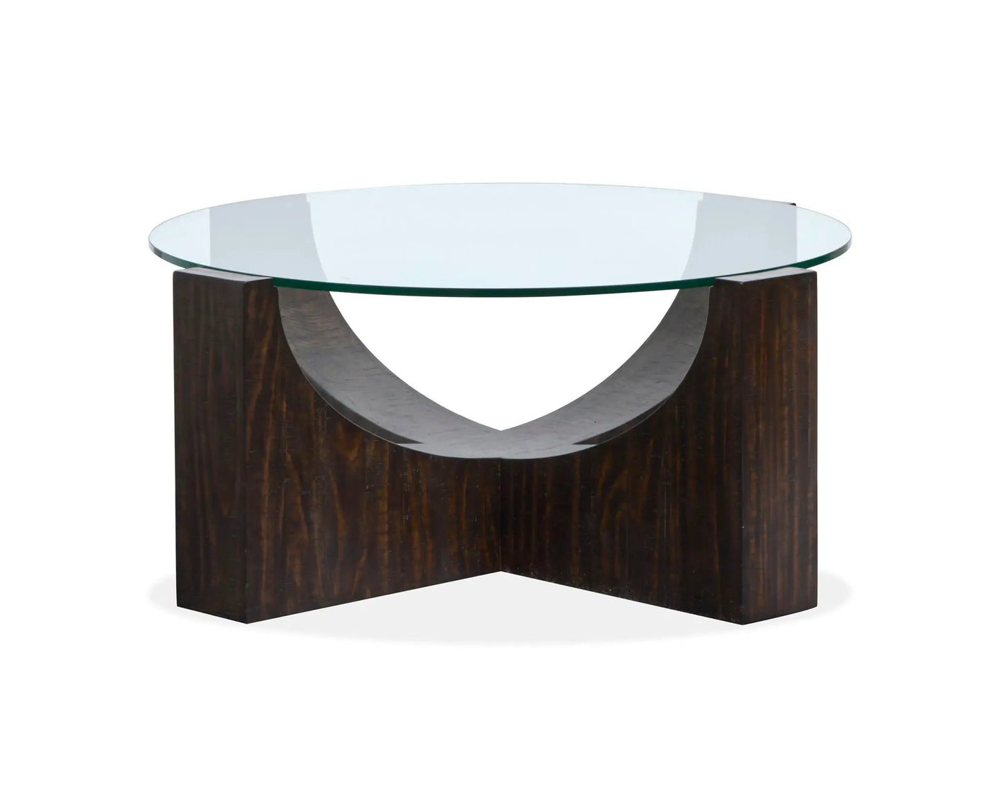 Beckham end table with round glass top and dark wood base Unique Piece Furniture on Tampa Home & Garden Store